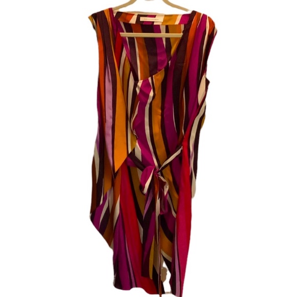 Diane Von Furstenberg RARE DVF Silk Colorful Dress Runway Stripe Holiday Dress - Picture 4 of 6